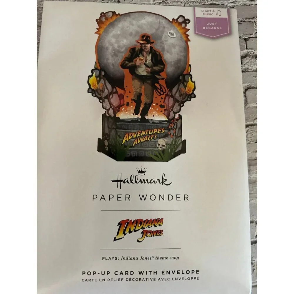 Indiana Jones - Hallmark Paper Wonder Pop-up card with envelope, light and music